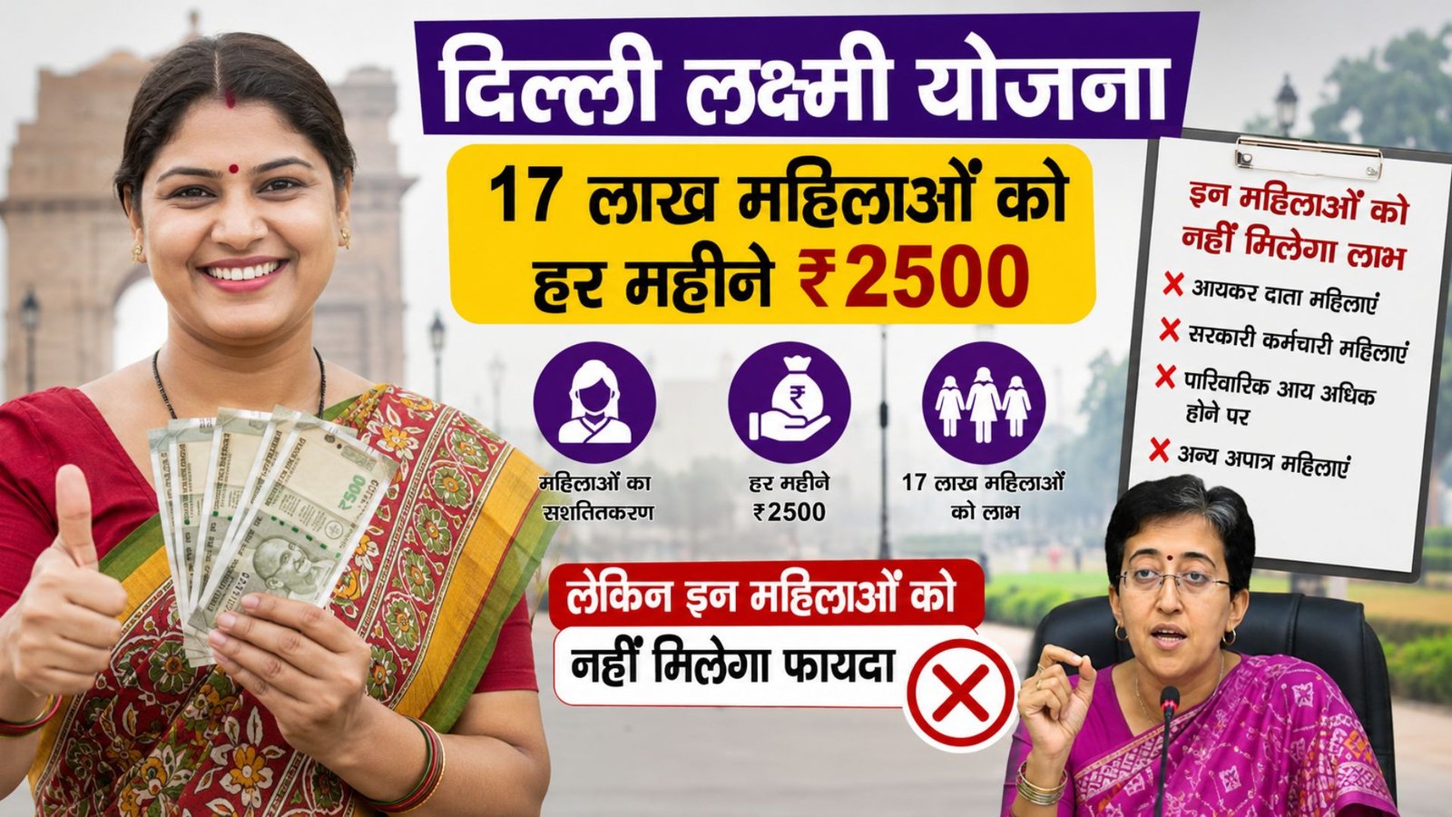 Delhi Lakshmi Yojana: ₹2,500 per month for 17 lakh women, but these women will not get the benefit.